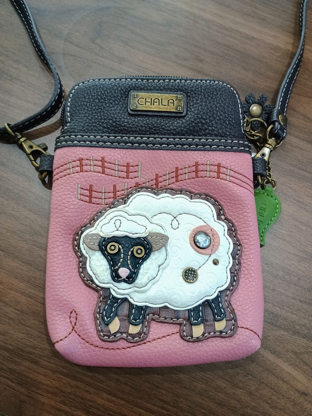 Chala Pink Crossbody Bag with Sheep Applique